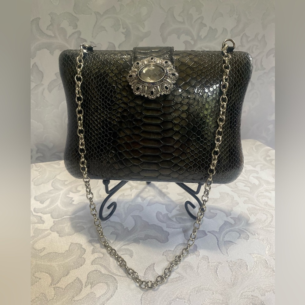 Brighton Hardcase Alligator-Pattern Clutch/ Shoulder Bag